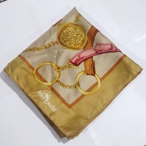 Polo Mallet Gold Pink Brown Jewelry Belts Print Luxury Silk Scarf 34x34 inches